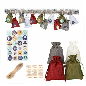 

Drawstring Gift Bag Candy Gift Bag 24 Days Countdown Christmas Decor XMAS