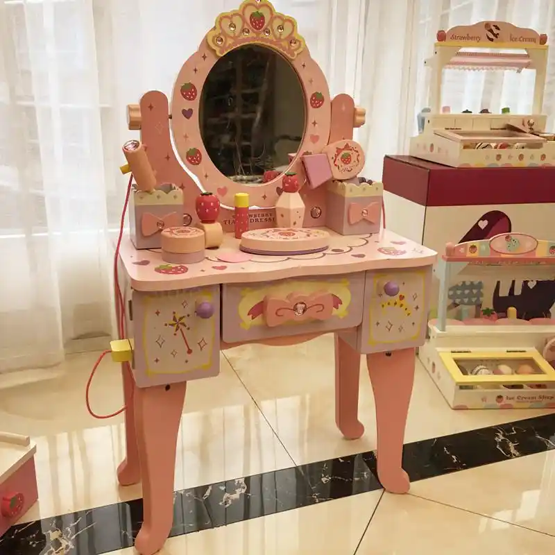 Fille Enfant Cadeau D Anniversaire Simulation Princesse Coiffeuse Coiffeuse 3 4 5 6 Ans Maison En Bois Jouet Aliexpress