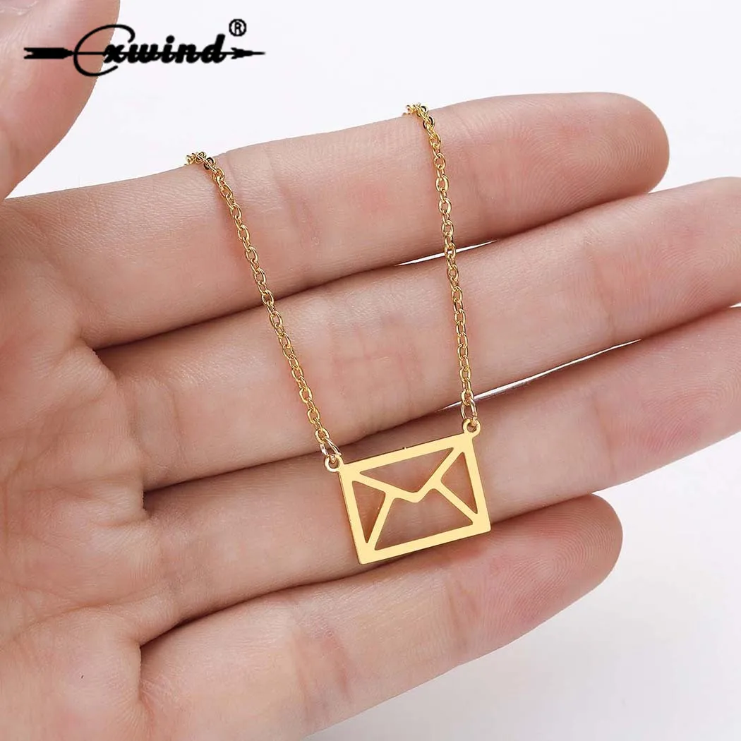 

Cxwind Stainless Steel Envelope Pendants Necklaces for Women Cute Envelope Lover Letter Chain Pendant for Girlfriend Choker Gift