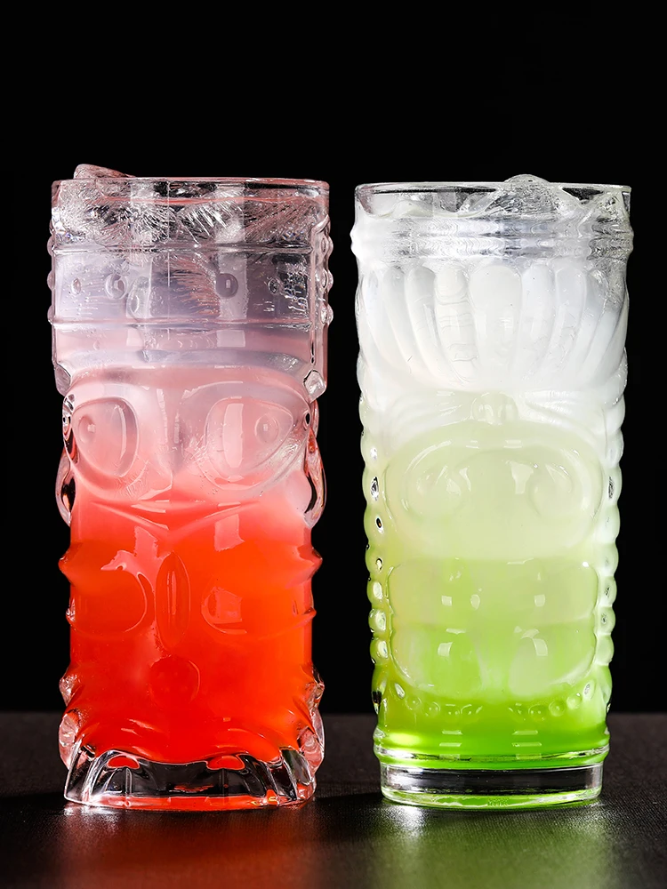 Creative Juice Cup Glass Thickened Tiki Cocktail Cup Grimace Personalized Fruit Tea Cold Drink Beverage Lead-Free