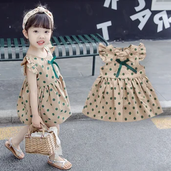 

2020 Summer New Children Dress Cotton Children Dresses Summer Casual Polka Dress