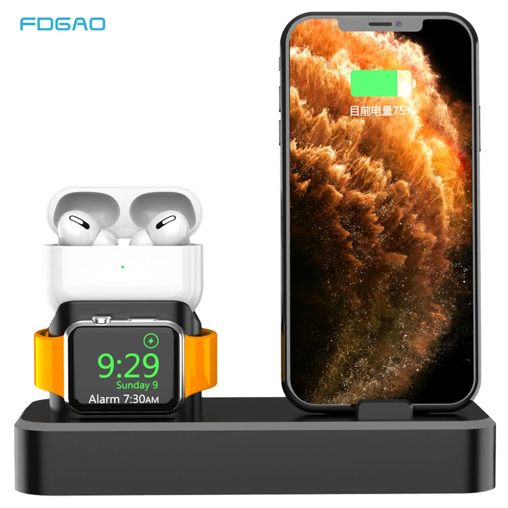 Зарядная док станция 3 в 1 для iPhone 11 X XR XS 8 7 6 Apple Watch 5 4 Airpods Pro беспроводное зарядное