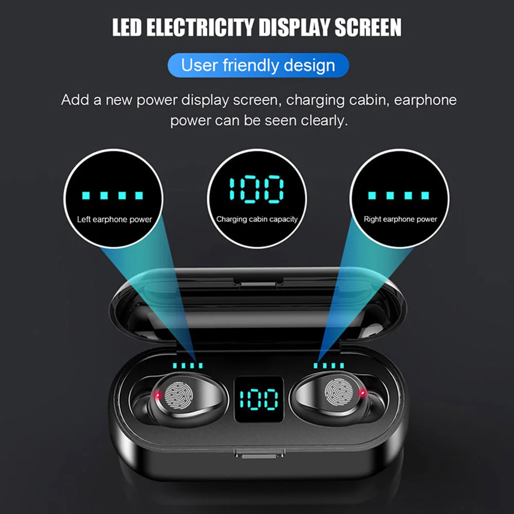 FDGAO TWS Bluetooth Earphones Wireless Headphones LED Display With Microphone Sport Waterproof Headsets In Ear Earbuds Earphone