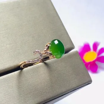 

Natural Hetian Jasper Ring Gemstone 925 Silver Heart-shaped Engagement Rose Gold Ring Trendy Charm Women Jade Fine Jewelry