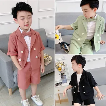 

New 2020 Summer Short Sleeve Blazer+Pant Clothing Sets 2pcs For Wedding Birthday Clothes Sets Boys Dress Blazer Costume