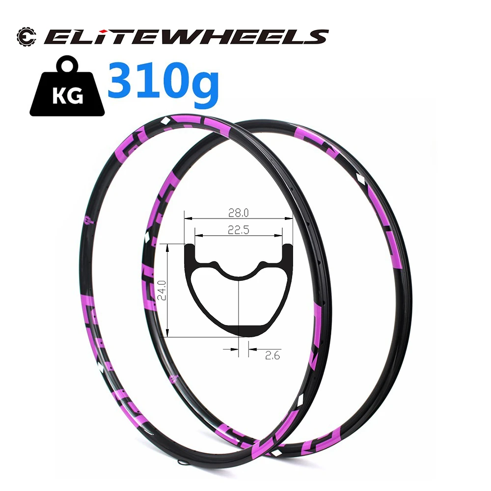 ELITEWHEELS супер светильник 29er MTB углеродный обод только 310 г 28*24 мм 28/32 ч