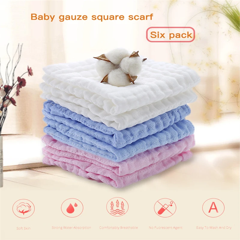 6 Layers Cotton Soft Baby Towels Baby Face Towel Handkerchief Bathing