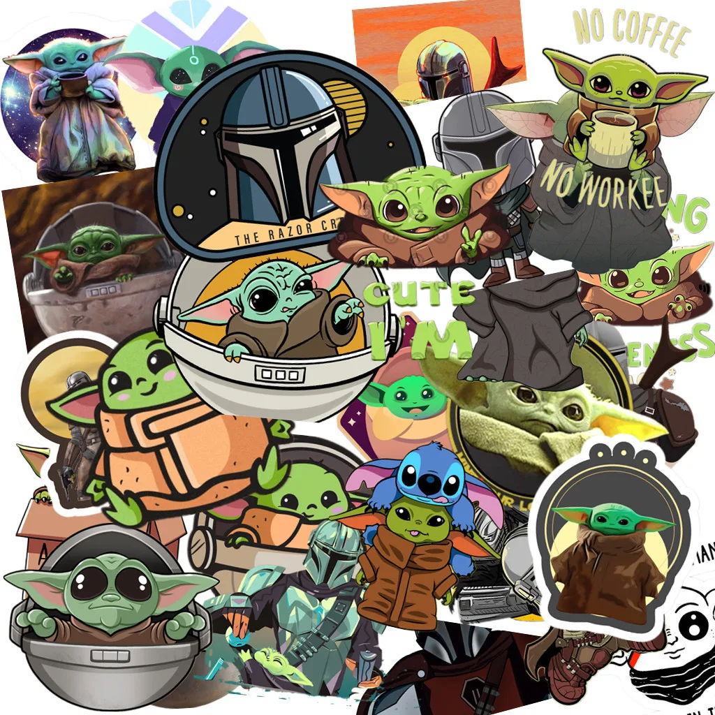 50 Pieces Bebe Yoda Star Wars Mandalorien Autocollants Pour Dessin Anime Yoda Bebe Ordinateur Portable Planche A Roulettes Decoration De La Maison Voiture Scooter Decalque Voiture Aliexpress