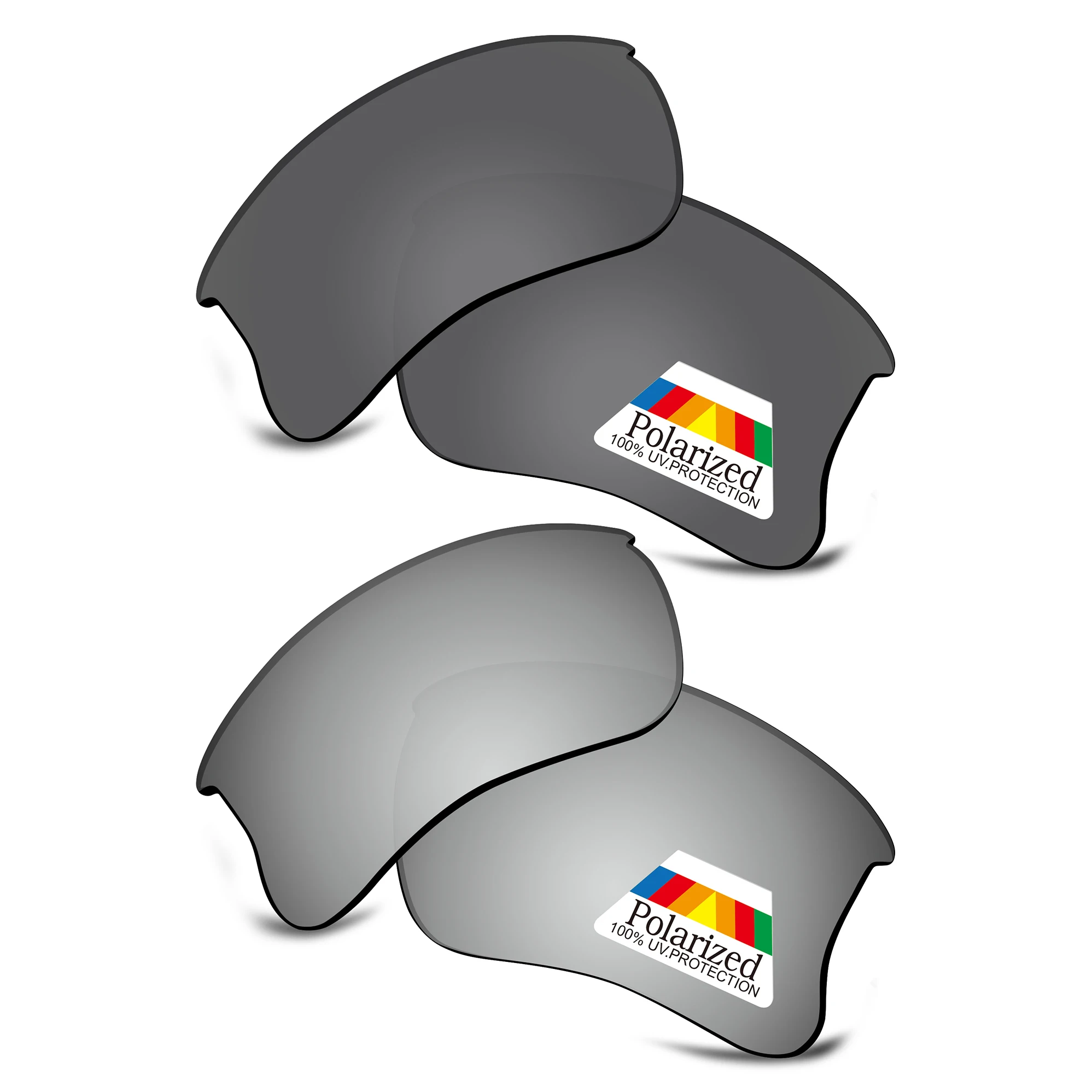 

Bwake 2 Pairs Black & Silver Polarized Replacement Lenses for-Oakley Half Jacket XLJ Sunglasses Frame