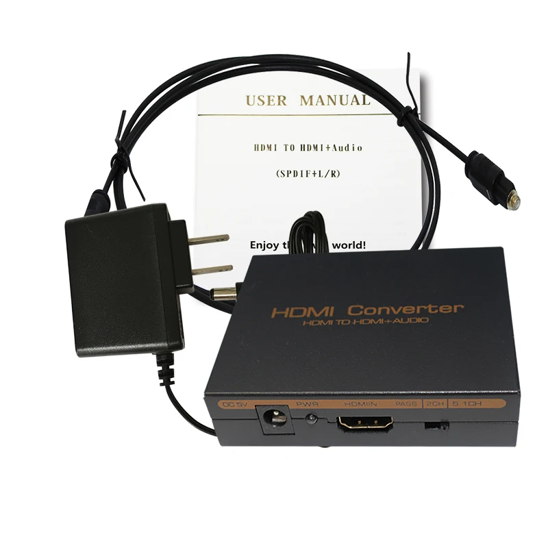 HDMI аудио экстрактор+ оптический TOSLINK SPDIF аудио экстрактор конвертер HDMI аудио сплиттер с адаптером питания или кабелем постоянного тока