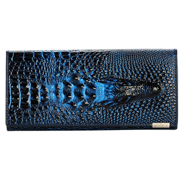 Deep Blue Женский кошелек, кошельки для монет, держатели, лакированная кожа, 3D тиснение, Аллигатор, для девушек, крокодил, длинный клатч, кошельки - Цвет: Deep Blue