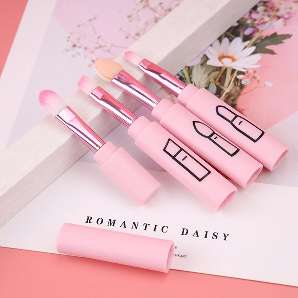 

4 Pcs Mini Makeup brushes set Can be Assembled Into One Pearl Professional Make up brush Natural Hair Foundation Powder Blushes
