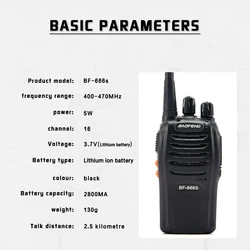 Baofeng – talkie walkie Portable BF 666S 666 S, Radio bidirectionnelle, émetteur récepteur, interphone de sécurité PTT, CB, 2 pièces 