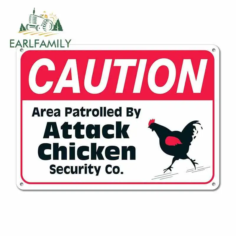 EARLFAMILY 13 см x 8 7 знак безопасности с патрулированной областью от атаки курицы