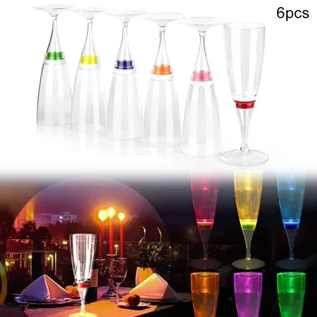 

6 Pcs LED Wine Champagne Flute Glasses Water Liquid Activated Flashing Light-up Cups For Bar club, Christmas Party, Wedding