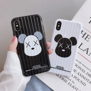 

3D Striped Luxury Cute Cartoon Bear Soft Silicone Phone Case For iphone 11 X XR XS 11 Pro Max 6S 7 8 plus Back Cover Gift coque