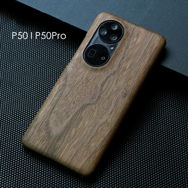 ultra thin real wood +carbon Hard Slim Cover For Huawei P50 /P50 Pro Bamboo Redwood Rosewood Wooden Case