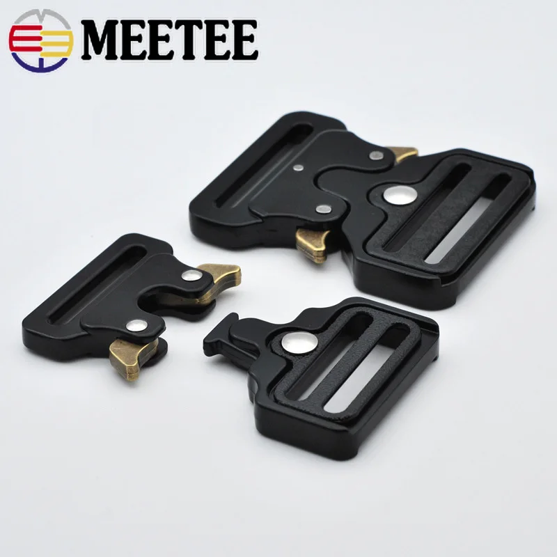 Meetee 1pc/4pcs ID25-50mm Alloy Release Buckle Outdoor Tactics Belt Strap Webbing Adjustment Buckle DIY Clothing Accessory YK032