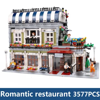

MOC City Creator Parisian Restaurant Street View Model Building Kits Blocks Bricks Compatible Lepining 10243 Toy Christmas gift