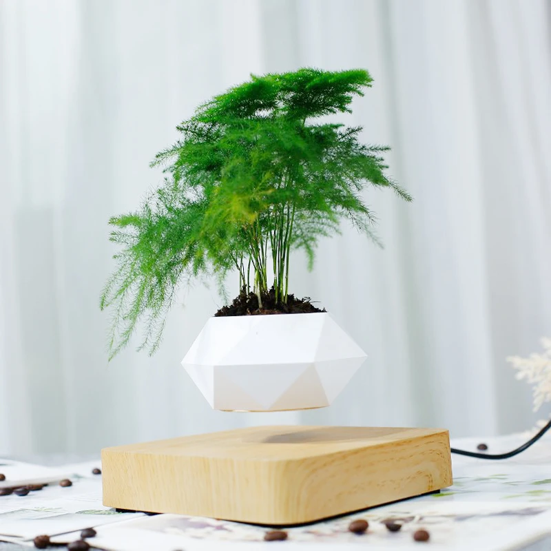 Levitating Air Bonsai Pot Rotation Flower Pot Planters Magnetic  Suspension Floating Pot Potted Plant Home Desk Decor outdoor flower pots