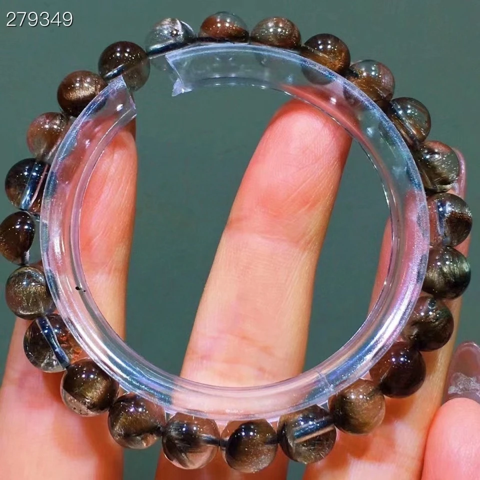 Натуральный серебряный браслет из рутилированного кварца 7 5 мм | Украшения и