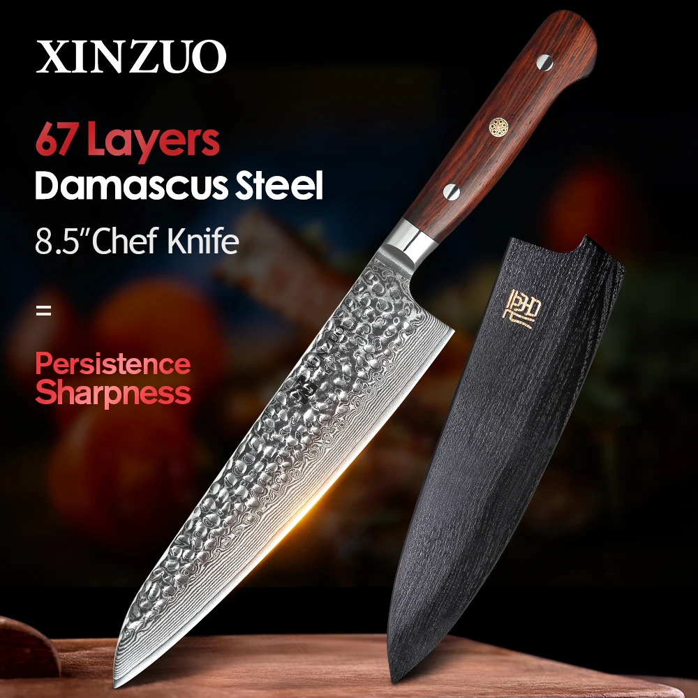 XINZUO 8 5 дюймов Западный нож шеф-повара дамасский кухонный с ручкой из розового