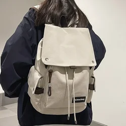 Fashion Women's Backpack Beige Canvas Travel Bag Male And Female College Students School Bag Student Mochilas Para Hombre 2021