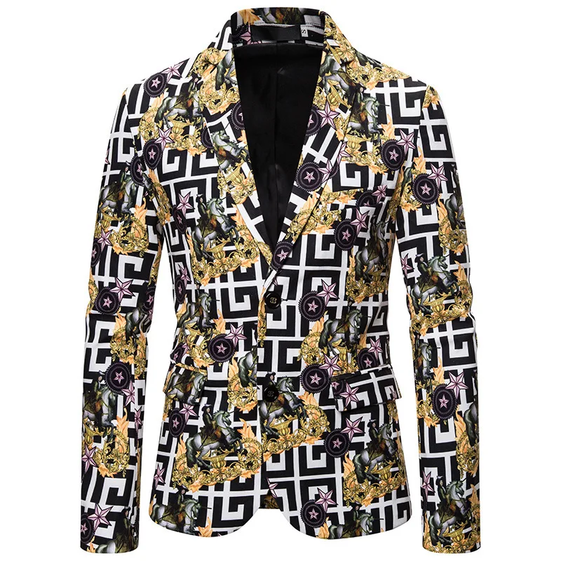 

Fashion Brand 3D Creative Printed Pattern MEN'S Suit Jacket Xz02