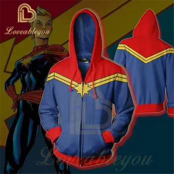 

3D Printed Captain Marvel Carol Danvers Ms Marvel Costumes Hoodies Sweatshirts Tracksuit Casual Zipper Hooded Jacket Clothing