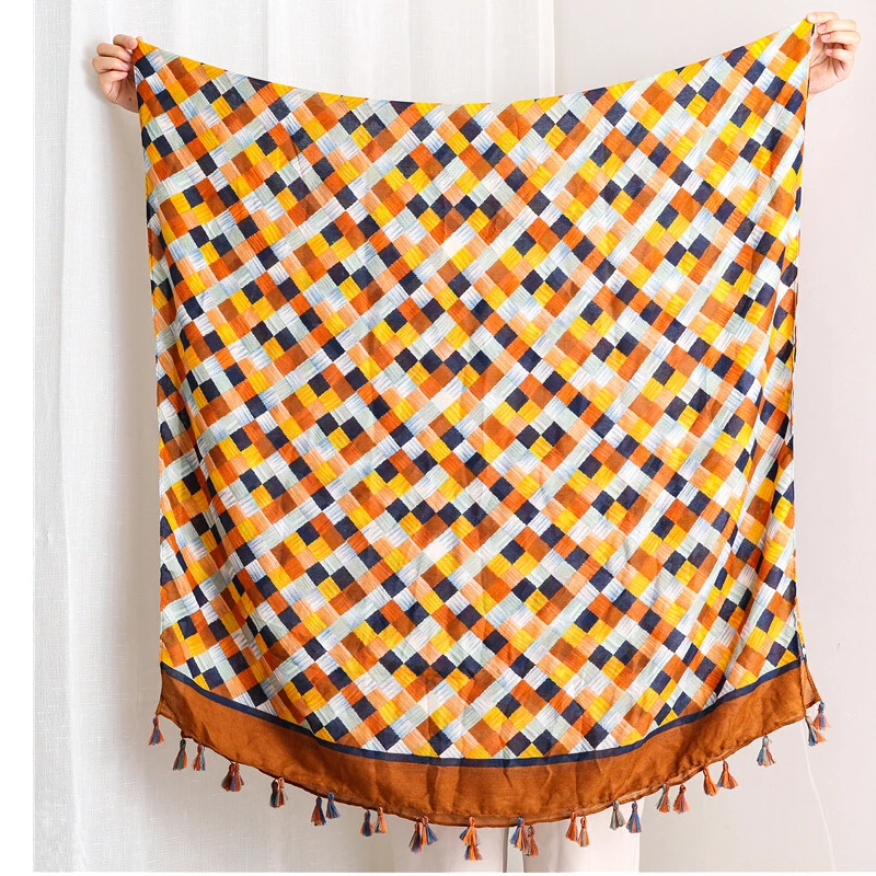 Fashion Women grid Scarf Long size 180x90cm Cotton scarves Winter Lady Scarves Soft Shawl Wrap Scarf Elegant for Christmas  (52)
