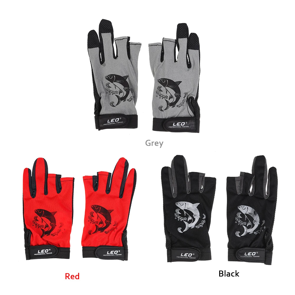 1 Pair 3 Fingerless Fishing Gloves Breathable Quick Drying Anti-slip Cycling Camping Running