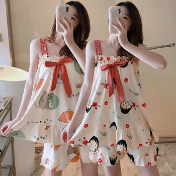 

2020 Summer Sexy Lingerie Spaghetti Strap Shorts Pajama Sets for Women Cute Cartoon Sleepwear Homewear Pijama Mujer Home Clothes