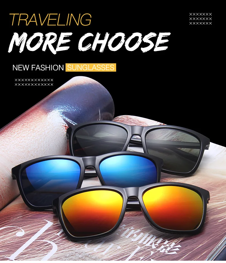 Fashion Square Sunglasses men Brand Designer fishing Driving Male