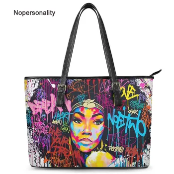 

Nopersonality African Girl Print Handbag for Women Ladies Shoulder Gothic Bags Luxury Female Large Capacity Top-handle Mujer