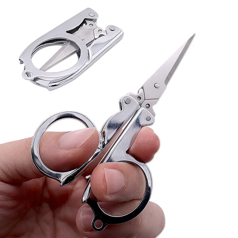 Portable Trauma Scissors Folding Steel Cutting Tool for Office Stationery Student Handmade Crafts Camp Hike Travel First Aid Kit
