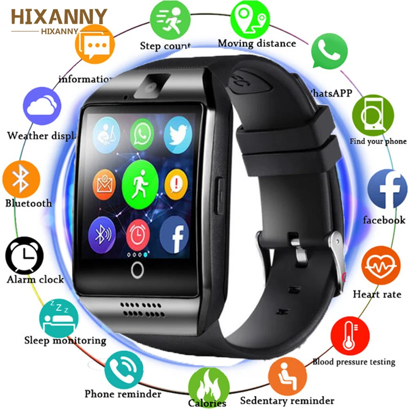 

Bluetooth Smart Watch Q18 With Camera Facebook Whatsapp Twitter Sync SMS Smartwatch Support SIM TF Card For IOS Android Huawei