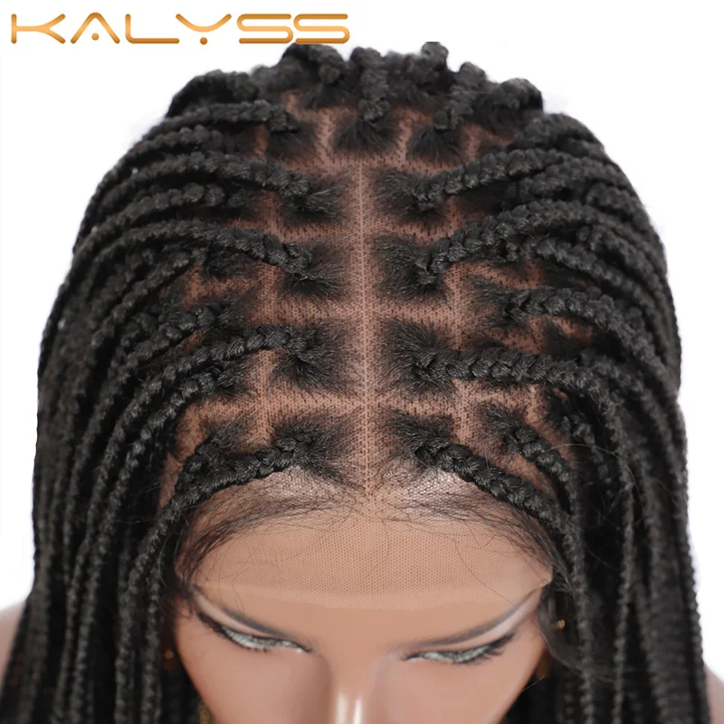 Kalyss 30 ''косички без узлов черные синтетические кружевные передние парики 13*6