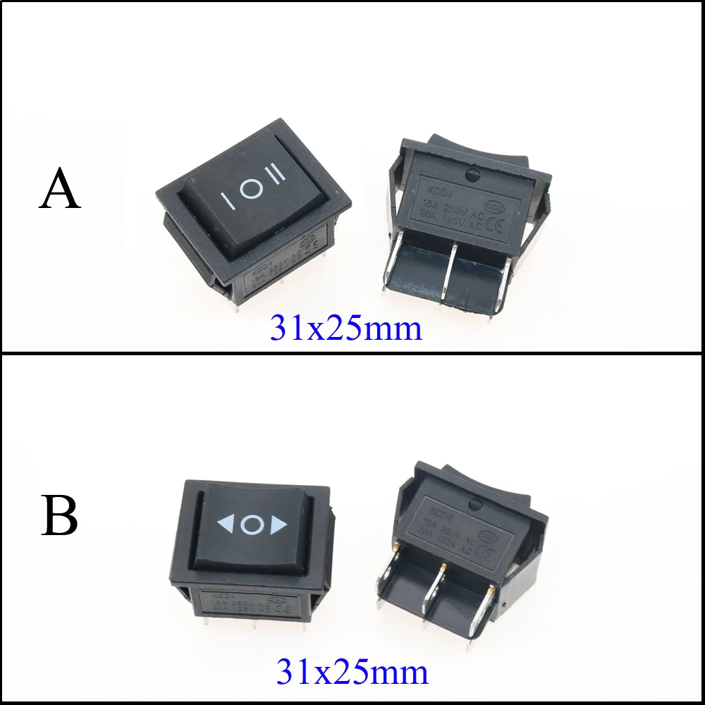 YuXi 6 Pin 3 позиции лодка(ВКЛ) выкл-(ВКЛ) KCD4 мгновенный кулисный переключатель DPDT 16A 250V AC 20A 125VAC 31x25mm