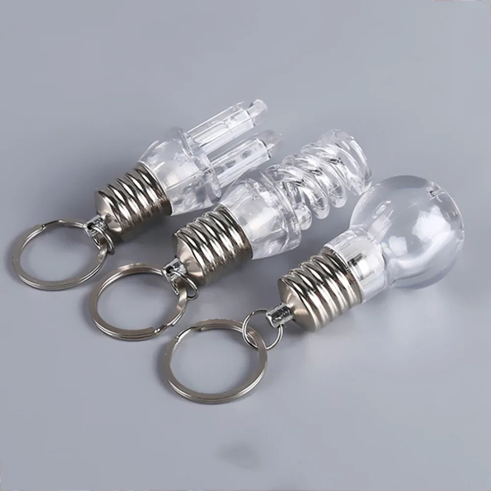 Mini Portable Battery Powered Automatically Changing Color RGB LED Flashlight Light Bulb Lamp Bright Key Ring Keychain Gift