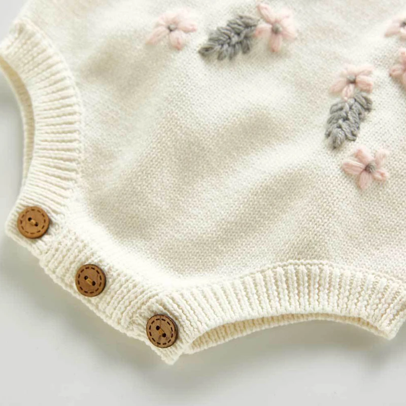 용 여아 니트 의류 세트, 긴 소매 꽃 가디건 코트 + 롬퍼, 봄 가을, 소녀 의류 정장