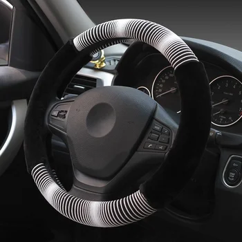 

38CM Universal Colorful Soft Plush Steering Wheel Cover Winter Warm Car Steering Wheel Covers Car Interior Decor