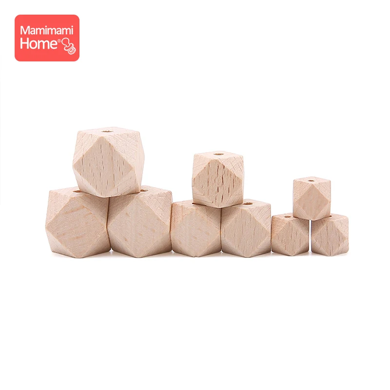 Mamihome 50pc 14mm-20mm Beech Wooden Octagon Beads Baby Teether BPA Free DIY Pacifier Pendant Wooden Blank Children'S Goods Toys