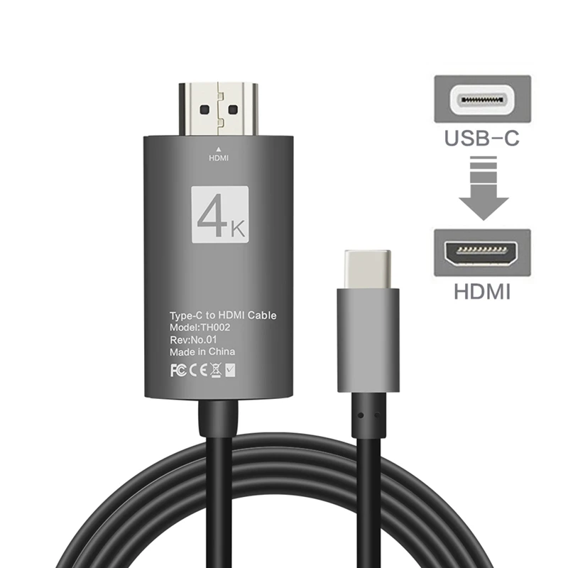 AAAE топ-USB-C тип-c к HDMI 4K* 2K UHD HDTV адаптер для samsung Galaxy S8 S8+ MacBook серый