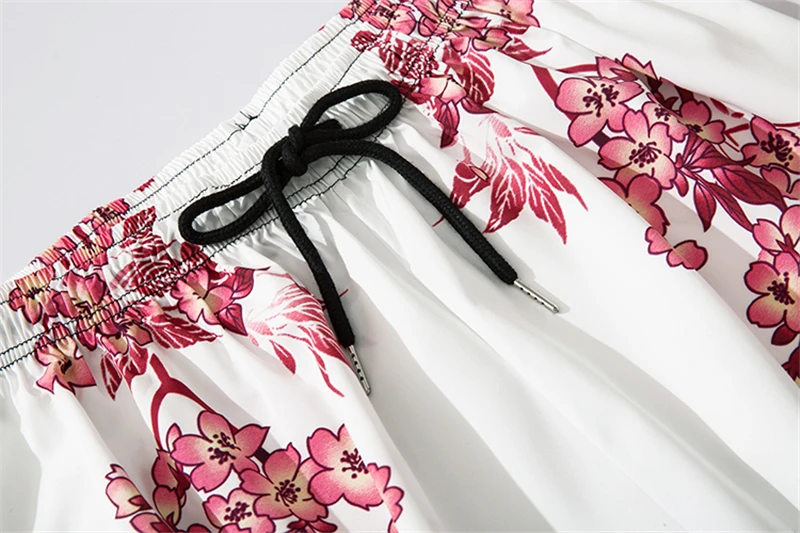Bebovizi 2020 Japanese Style Harajuku Men Trousers Sakura Samurai Costume Loose Fashion Women Traditional Bloom Pants Haori