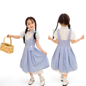 

little girls Wizard of OZ Dorothy Family Costume Cosplay Dress child Halloween Princess Cosplay Fancy Party Dress Up