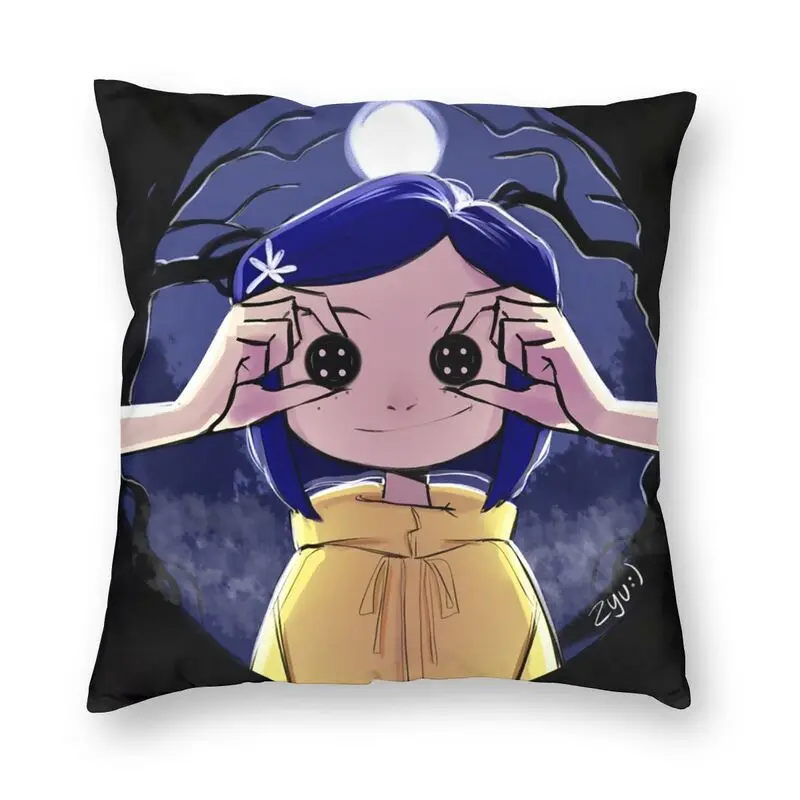 

Nordic Style Coraline Throw Pillow Case Decoration Square Movie Characters Cushion Cover 45x45 Pillowcover for Living Room