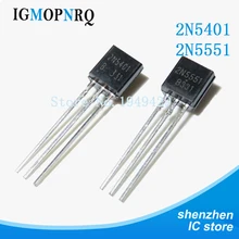 100 шт. 2N5551 2N5401 5551 5401 TO-92(50 шт.* 2N5401+ 50 шт.* 2N5551) биполярного транзистора-биполярный транзистор с самонастраиваемым устройством Gen Pr Amp