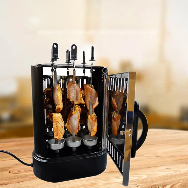 Cakunmik Vertikale Rotisserie-Rösterofen Smart Electric BBQ Grill Rauchlose Automatische rotierende Kebab-Machine Arbeitsplatte Edelstahl Kabob Grill Hochleistungsofen 110-240V,A 