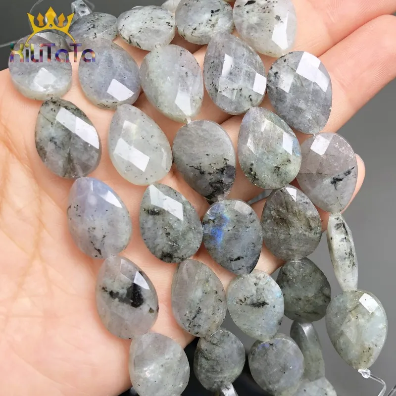 Граненые бусины Лабрадорита 13*18 мм с каплями воды граненые свободного камня для