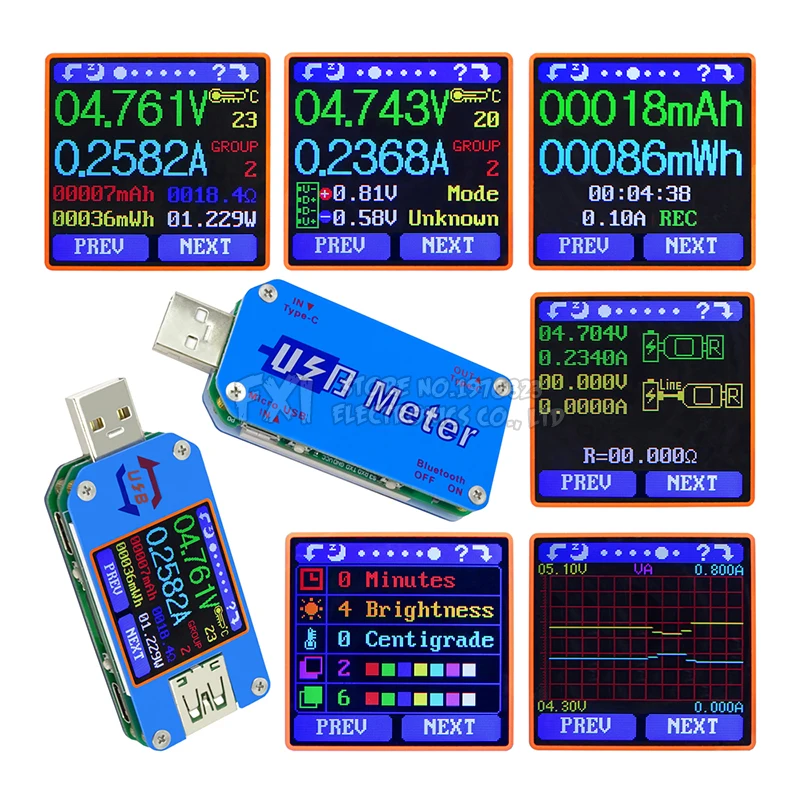 

UM25 UM25C for APP USB 2.0 Type-C LCD Voltmeter ammeter voltage current meter battery charge cable resistance usb Tester Module